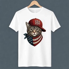250 Cat Shirt, Patriotic Cat T-Shirt, 4th of July Cat Tee, 250th Shirt