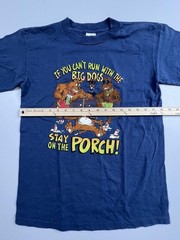 Vintage Stedman Shirt Mens Medium Blue Big Dogs Porch Graphic Tee Funny USA