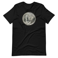 Mercury Dime Liberty Head Coin T-Shirt — Silver Tee — Coin Collector Gift