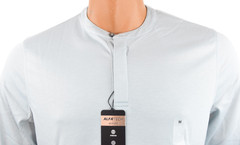 Alfani Mens Henley T-Shirt New M Light Blue Long Sleeves Stretch Standard Solid