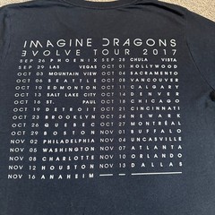 Imagine Dragons Evolve 2017 Concert Shirt Adult Large Black Soft Crew Neck Tee