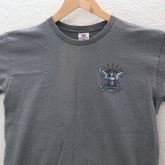 U.S. Navy T Shirt Mens Medium Gray Double Sided Military America Eagle Patriotic