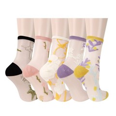 Sheer Mesh Socks Women Floral See Through Transparent Nylon Ankle Socks for G…