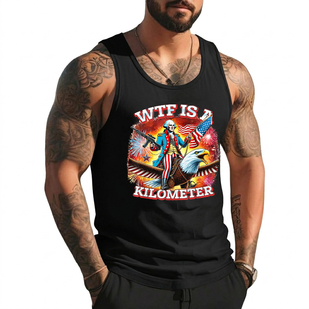 Retro WTF is A Kilometer Funny Patriotic American Freedom Tank Top