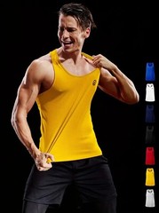 NELEUS ‘Dry Fit Logo Muscle’ Mesh Tank Top Men’s S Gym Workout Exercise Ylw NWT!