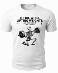 Funny Skeleton Gym T-Shirt – Weightlifting Humor Workout Tee