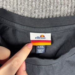 Ellesse Shirt Mens XXL Black Short Sleeve Retro Stripe Shoulder Logo Tee
