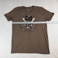 Cody James Graphic Tee Mens L Brown Skull Cowboy Hat Snake Barbed Wire