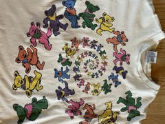 Vintage Liquid Blue Dancing Bears Spiral Shirt Mens Large Grateful Dead Tee 90s