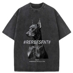 100% Cotton Oversized T-Shirt, Monochrome Doberman Vintage Streetwear Unisex Tee