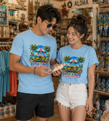 Funny Coconut Beach Shirt Good Times Tropical Vacation Summer Gift Tee – Black