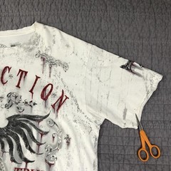 Affliction Shirt Men XL White Tried True Trademark Eagle Graphic Biker Red Foil