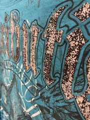 Retribution Men’s Large Y2K Graphic T-Shirt Eagle Snake Cross Biker Tattoo Blue