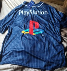 Super Rare PLAYSTATION Logo Button Up Baseball Style Men’s Jersey Size XXL L@@K