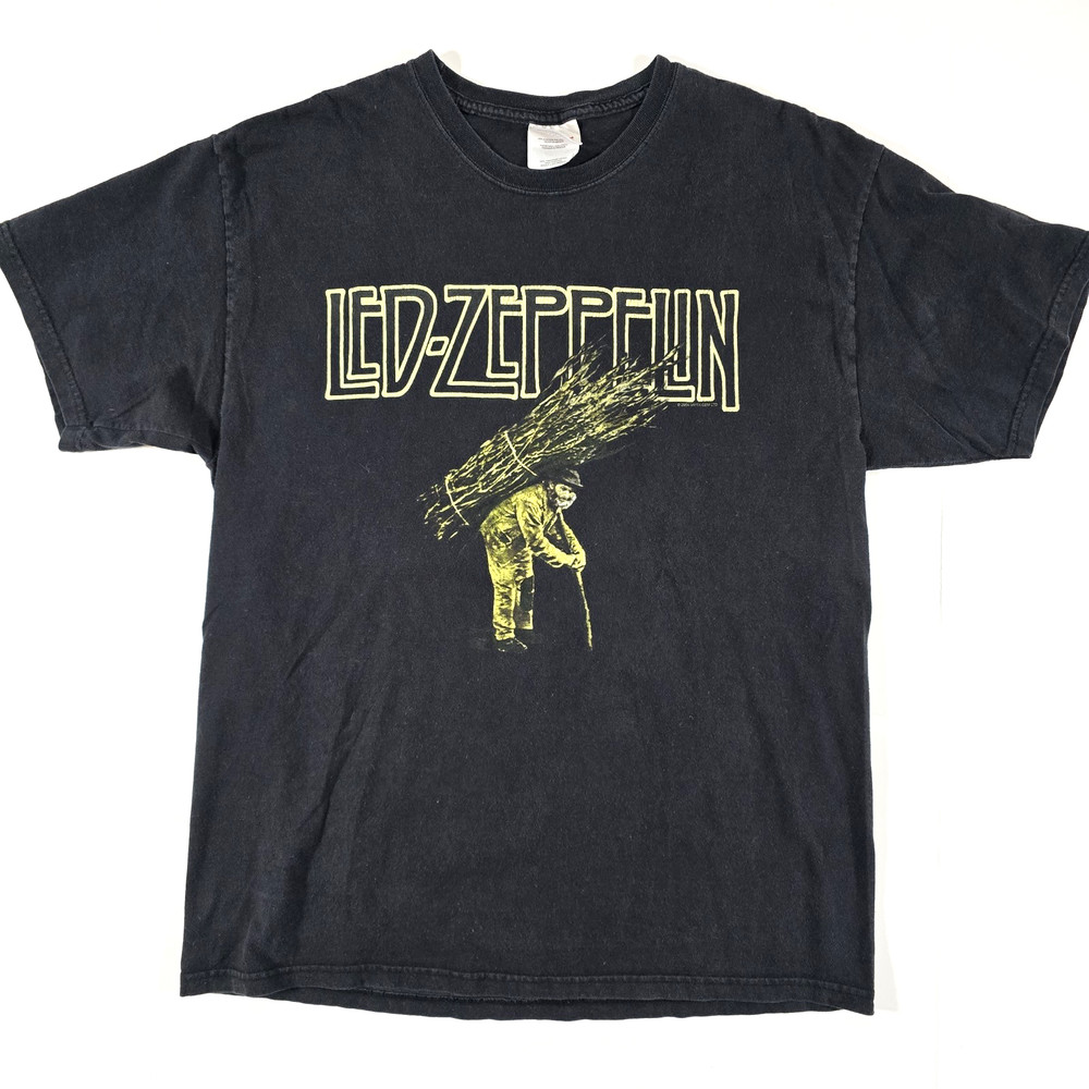 VINTAGE LED ZEPPELIN IV T-SHIRT MENS L MAN WITH STICKS HERMIT ZOSO 2004 Y2K