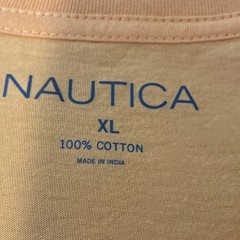 Nautica Men’s Orange Crew Neck Short Sleeve Cotton Knit Solid Logo T-Shirt XL