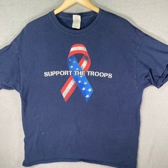 Support The Troops T-Shirt Men’s XL Blue Patriotic American Flag USA Tee