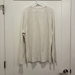 Faherty Cloud Cotton Henley Large Oatmeal Heather Grey Long Sleeve Pima Modal
