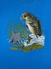 Gulf Coast Sportswear Bass Fish Single Stitch 50-50 Tshirt XL USA Blue VTG