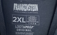 FRANKENSTEIN Lootwear Lootcrate Black Shirt Universal City Studios XL HALLOWEEN