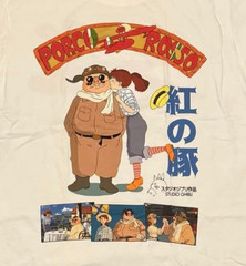 Studio Ghibli Porco Rosso T-Shirt Kurenai no Buta Miyazaki Anime Japan White XL