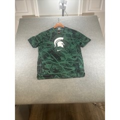 Nike Elite Dri-FIT Mens Green Black Splatter Basketball Shirt Michigan State