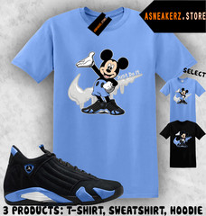 Drip M Mouse Matching Tee Shirt Match AJ 14 Black University Blue 2026 Sneaker