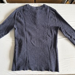 Wallace & Barnes Henley Thermal Mens Large Waffle Knit Workwear Pullover Blue