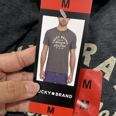 Lucky Brand Men’s Black Cotton Knit Graphic Logo Crew Neck Tee Short Sleeve M