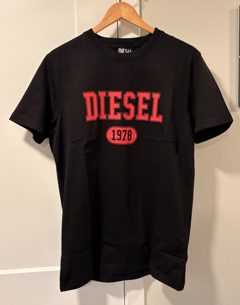 Diesel T-Diegor 1-A T-Shirt Cotton Jersey Tricot Short Sleeve Black Men’s L NWT