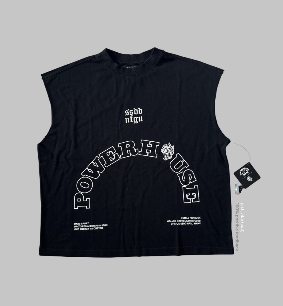Darc Sport Powerhouse Gym Wolves Premium Box Cut Muscle Tee Men’s Medium NWT