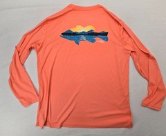 Reel Life XL Fishing Shirt Long Sleeve Light Orange Fish Sunrise Back