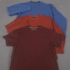 LOT OF 3 Eddie Bauer Shirt Mens M Blue Orange Burgundy Legendwash Cotton Blend