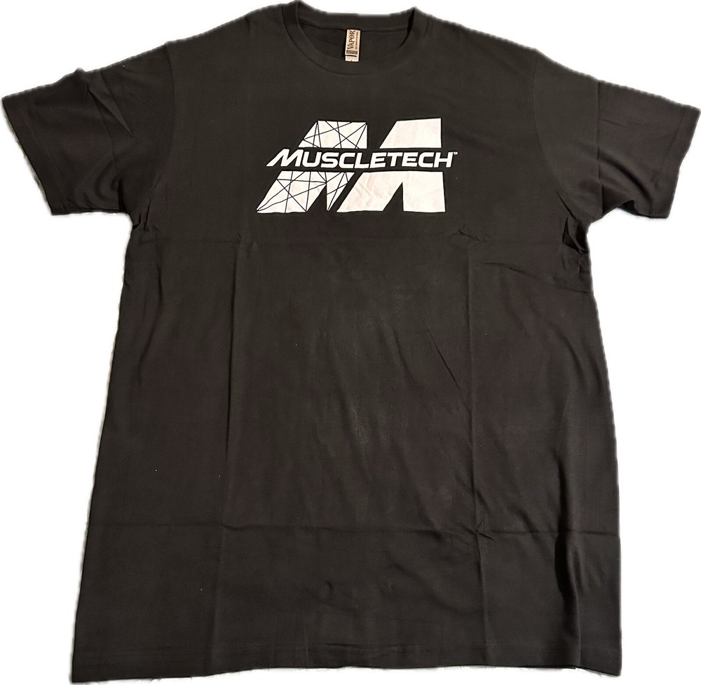 (2) Brand MUSCLETECH black T-Shirt Tee Bodybuilding Fitness New In Plastic LARGE