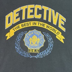 Vintage NYPD Detective DEA T Shirt XL USA Single Stitch 80s 90s Hanes Black