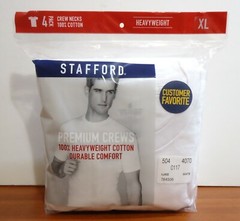 Stafford 4-Pack Men’s Heavy Weight 100% Cotton Crew-Neck T-Shirt White