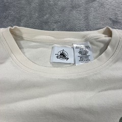DISNEY Waffle Knit Thermal Long Sleeve Shirt Mens XL Cream Mickey Mouse Logo