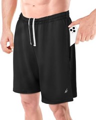 NY Threads Men’s Athletic Shorts Quick Dry Lightweight Running Large, Black