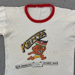 Vintage Kenya 1984 Los Angeles Olympics Shirt Mens Medium Ringer 80s Sport USA