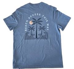 Free Fly Beach Access This Way T-Shirt Men’s Small Blue Graphic Tee