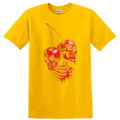 Skull Cherry Skeleton Graphic T Shirt Creepy Halloween Tee Art Design