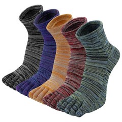 5 Pairs Toe Socks Mens Five Finger Striped Running Athletic Cotton Ankle Sox