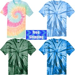 Mens 100% Cotton Tie Dye T-Shirt Blank Dyed Tee Spiral Tye Die NEW!
