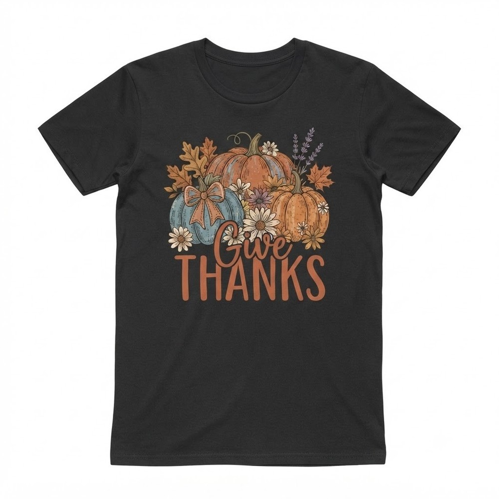Thanksgiving T-Shirt, Floral Pumpkin Shirt, Pumpkin Season Shirt