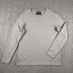 Wings+horns Crewneck Shirt Mens Large Gray Rayon Blend Long Sleeve
