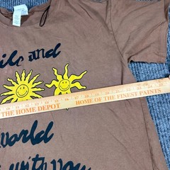 Smiley x H&M Shirt Mens XL Brown Graphic Smile and the World Smiles With You