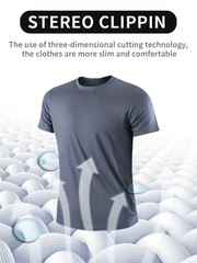 3Pcs Men’s Grey Quick Dry Gym Running T-Shirt UK
