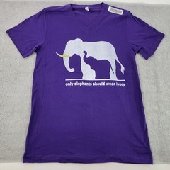 Only Elephants Should Wear Ivory Adult T-Shirt Size Medium Purple V-Neck NEW