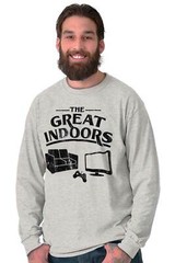 Funny Video Game The Great Indoors Introvert Long Sleeve T Shirts Tees For Men