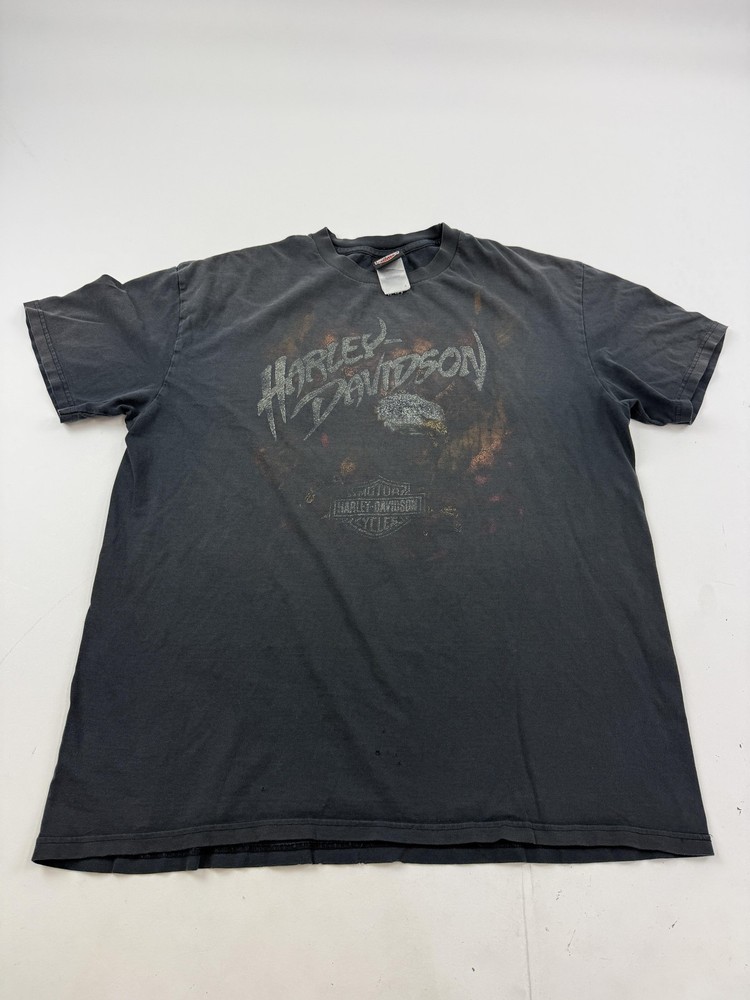 Harley-Davidson Shirt Mens 2XL Black Techno Hong Kong Eagle Graphic Tee Biker